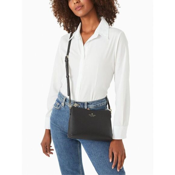 Kate Spade Bailey Textured Leather Black Crossbody Bag, K4651, NWT - Picture 2 of 7
